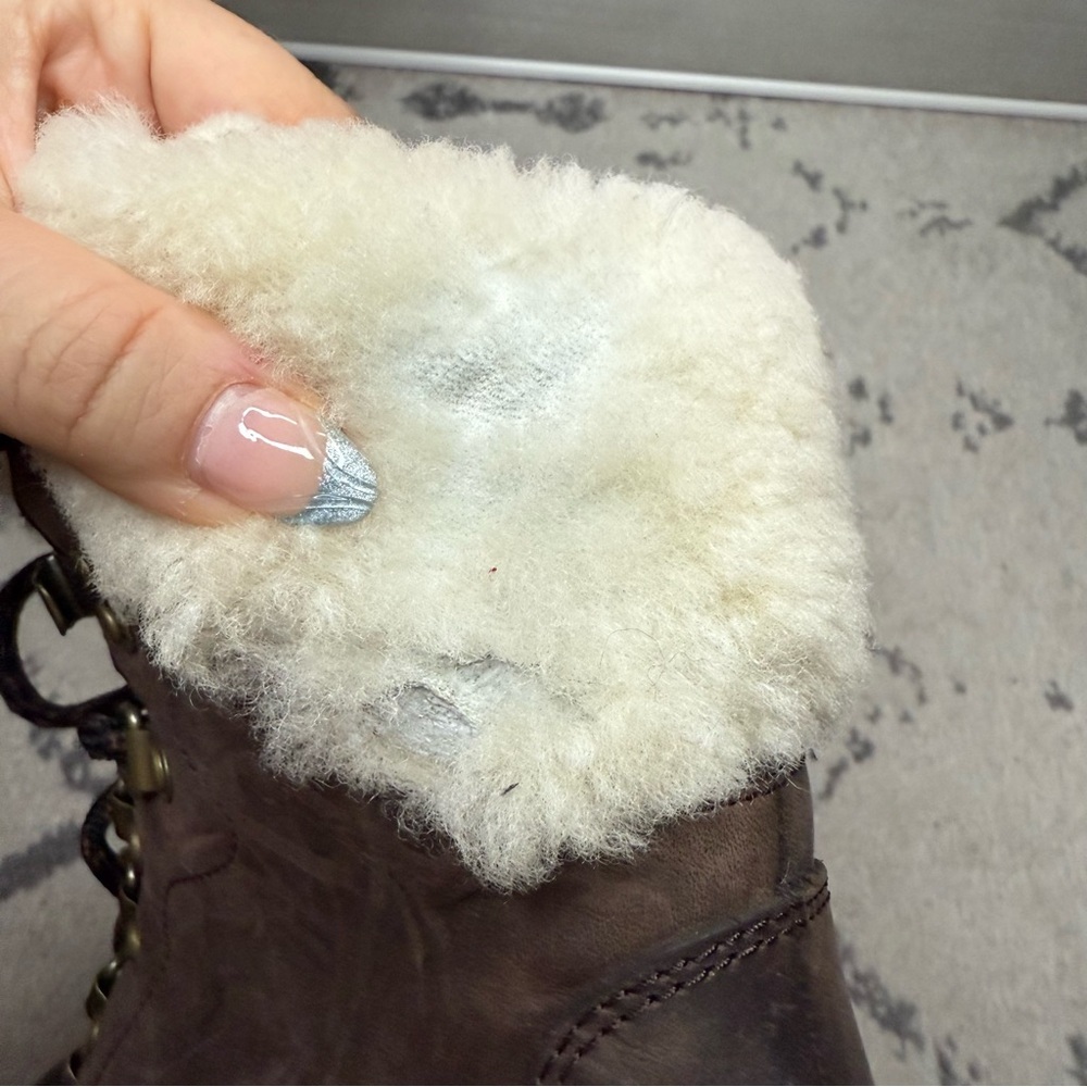 SOREL Conquest Shearling Lined Hidden Wedge Genuine Leather Lace Up Winter Boots - Picture 12 of 14